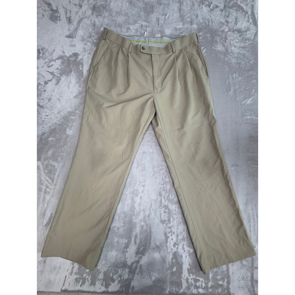 Louis Raphael Golf Mens Khaki Polyester Flat Front Pleated‎ Pants 40x30